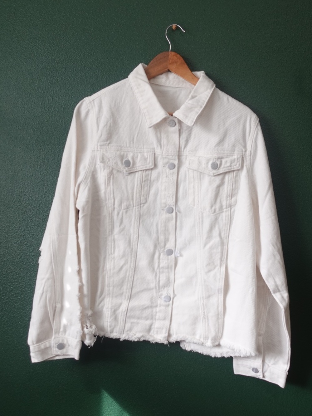 Distressed White Denim Jacket M or L _New